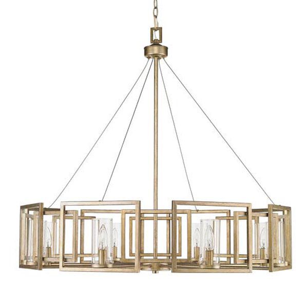 Marco White Gold Eight-Light Chandelier with Clear Glass Shade, image 1