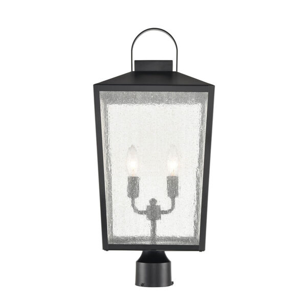 Devens Powder Coat Black Two-Light Outdoor Post Lantern With Clear Seeded, image 2