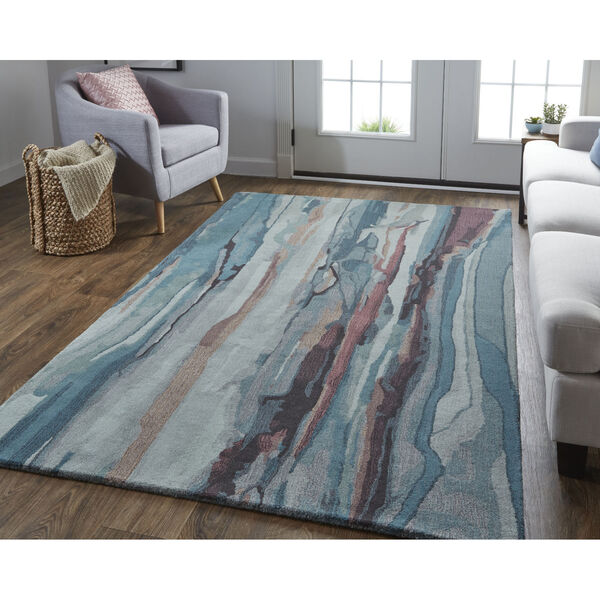 Amira Contemporary Watercolor Blue Red Rectangular: 3 Ft. 6 In. x 5 Ft. 6 In. Area Rug, image 2