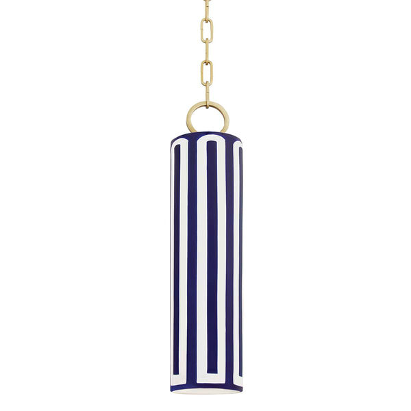 Brookville Aged Brass Blue One-Light Mini Pendant, image 1