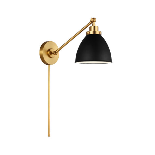 Wellfleet Midnight Black and Burnished Brass One-Light Single Arm Dome Task Sconce, image 5
