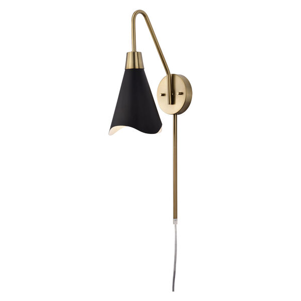 Tango Matte Black and Burnished Brass One-Light Wall Sconce, image 6