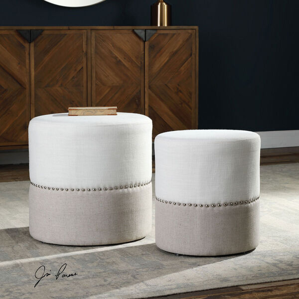 Tilda Two-Toned Nesting Ottomans, Set of Two, image 2