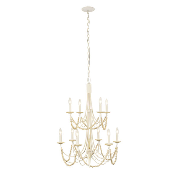 Brentwood Country White 10-Light 2 Tier Chandelier, image 4