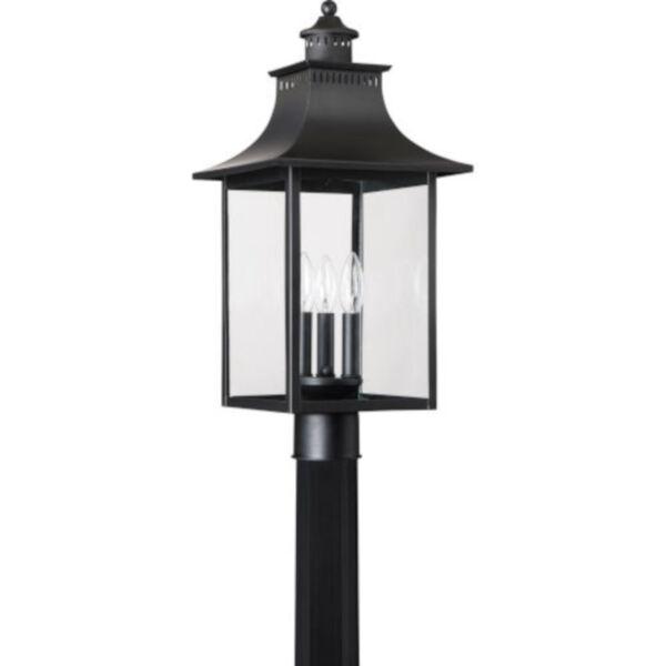 Bryant Black Three-Light Outdoor Post Mount with Clear Glass, image 2