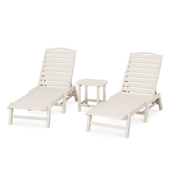 Nautical Chaise Lounge Set with South Beach Side Table, 3-Piece, image 1