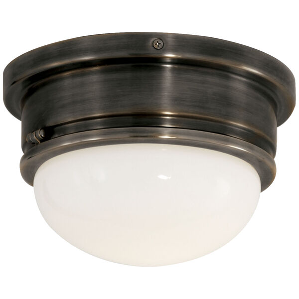 Marine Medium Flush Mount in Bronze with White Glass by Chapman and Myers, image 1