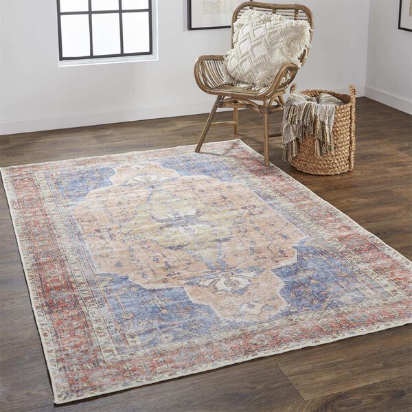 Percy Red Tan Blue Area Rug, image 3