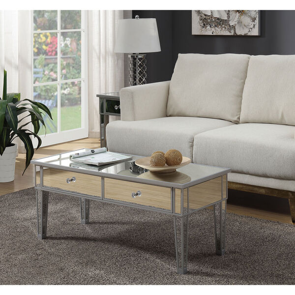 Gold Coast Mirror and Silver Coffee Table with Two Drawers, image 2
