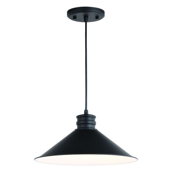 Akron Oil Rubbed Bronze and Matte White One-Light 12-Inch Pendant, image 1