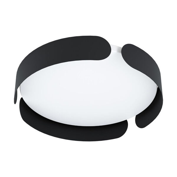 Valcasotto Black Intergrated LED Flush Mount with White Acrylic Shade, image 1