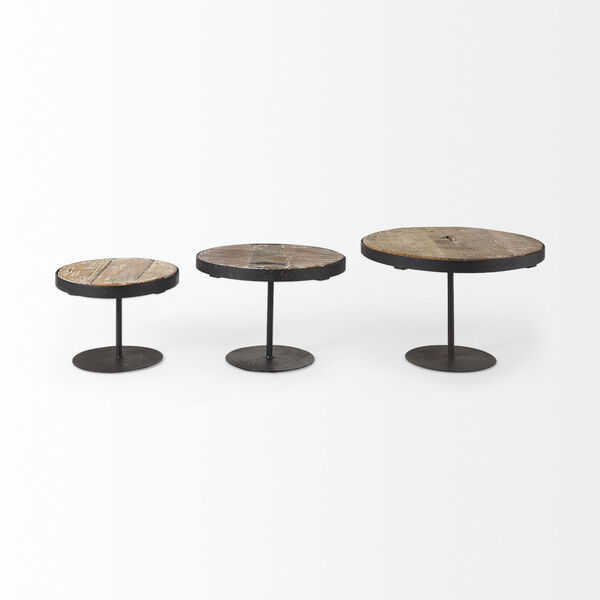 Lorenz Light Brown and Black Round Decorative Display Stand, Set of 3, image 4