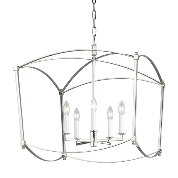 Thayer Polished Nickel Five-Light 23-Inch Chandelier, image 2