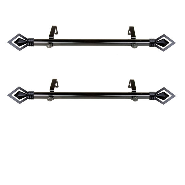 Lenore Black 20-Inch Side Curtain Rod, Set of 2, image 1