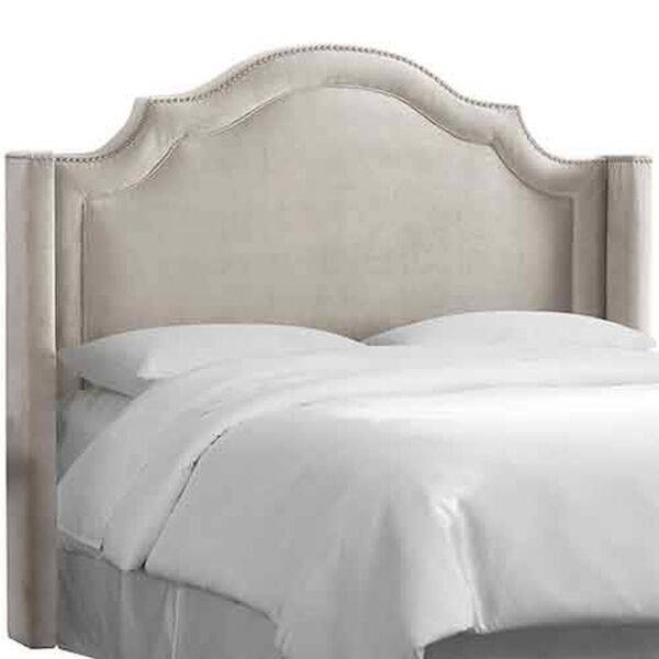 Mystere Dove Notched Nail Button Wingback King Headboard, image 1
