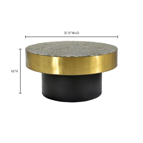 Optic Brass Geometric Patterned Round Coffee Table, image 10