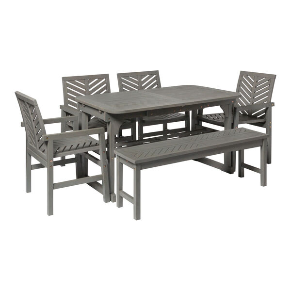 Gray Wash 35-Inch Six-Piece Extendable Outdoor Dining Set, image 3