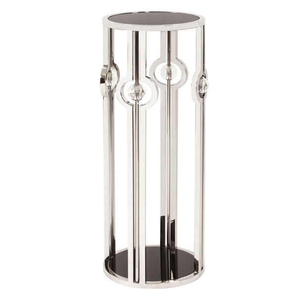 Stainless Steel Pedestal with Black Tempered Glass and Acrylic Ball Details, Large, image 1