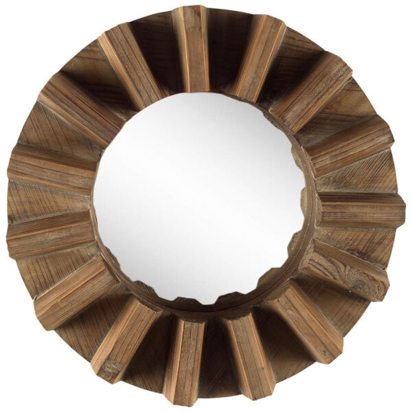 Sprocket Brown 17-Inch Round Wood Frame Wall Mirror, image 1