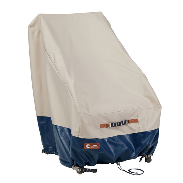 Aspen Fog and Navy Patio High Back Chair Cover, image 1