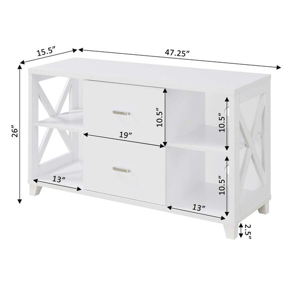 Oxford Deluxe White 2 Drawer TV Stand, image 7