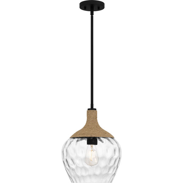 Royer Matte Black and Natural One-Light Pendant with Clear Glass, image 5