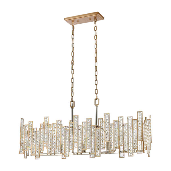 Equilibrium Matte Gold and Polished Nickel Five-Light 34-Inch Pendant With Clear Crystal, image 2