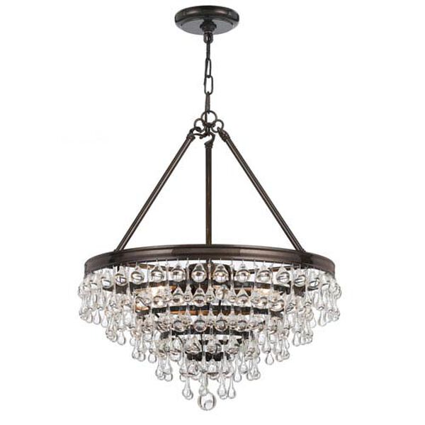 Hopewell Bronze 20-Inch Six-Light Chandelier with Clear Crystal, image 1