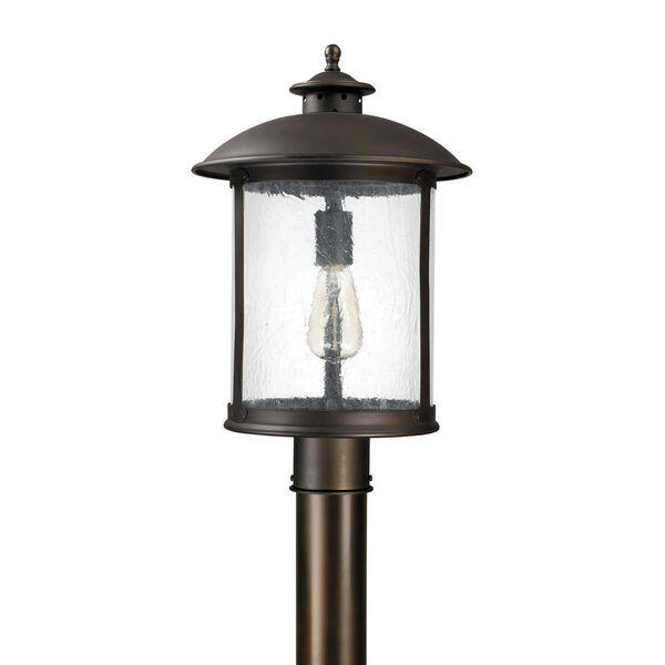 Dylan Old Bronze One-Light Outdoor Post Mount with Antique Glass, image 1