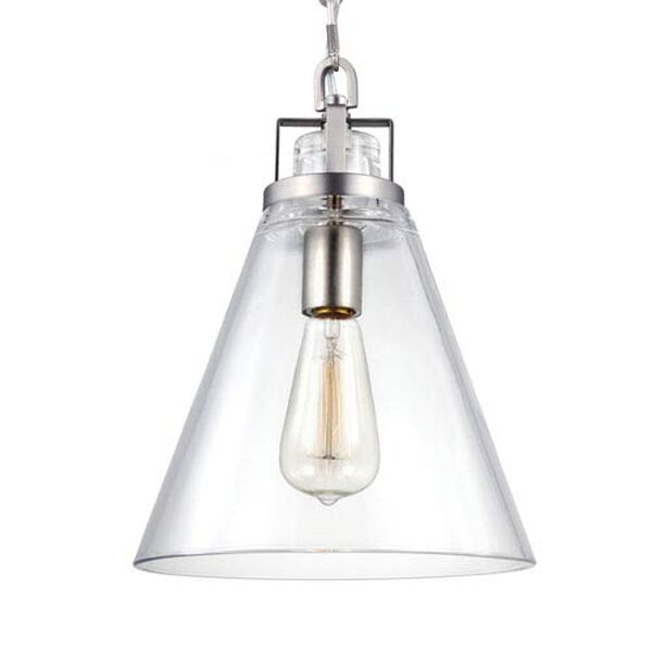 Lane Satin Nickel One-Light Mini-Pendant with Clear Glass, image 1