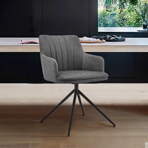 Simone Matte Black Gray Arm Chair, Set of Two, image 2
