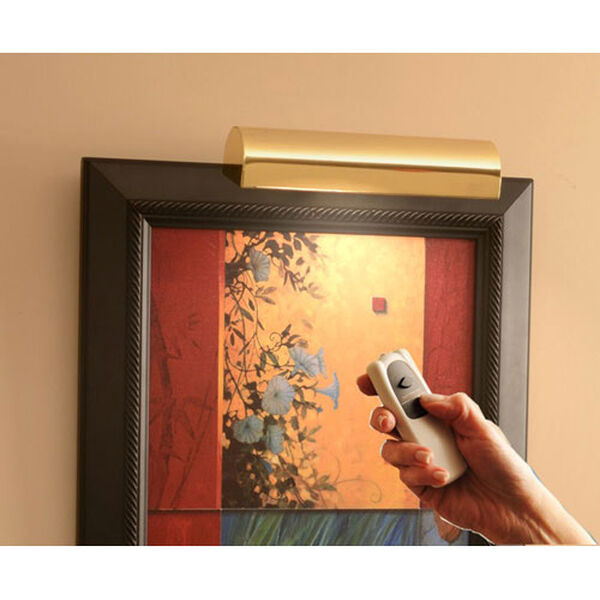Slimline Polished Brass 8 Inch Cordless LED Remote Control Picture Light, image 2
