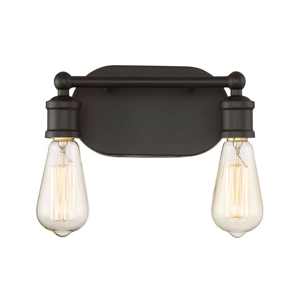 Afton Rubbed Bronze Two-Light Industrial Vanity, image 1