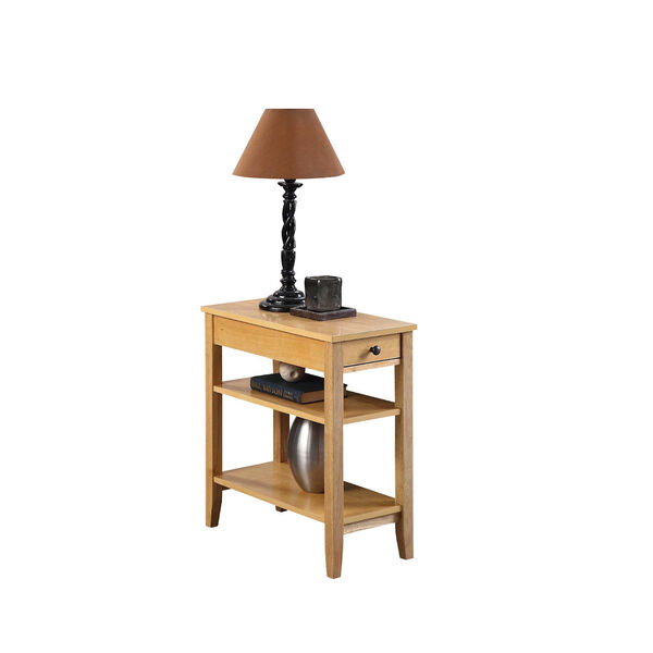 American Heritage Natural 11-Inch Three Tier End Table With Drawer, image 2