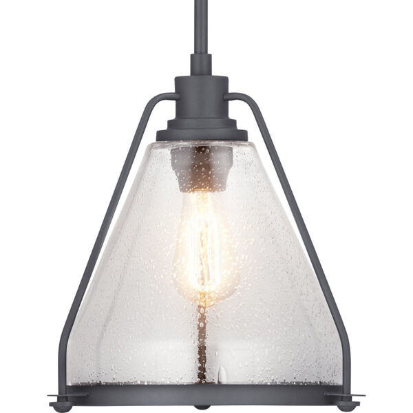 Graphite One-Light Pendant With Transparent Seeded Glass, image 1