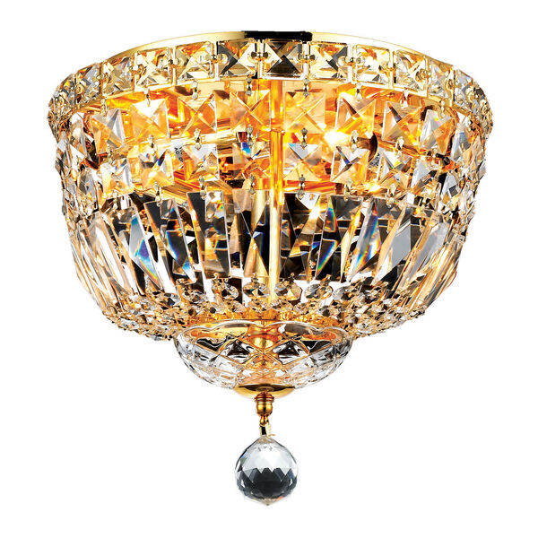 Tranquil Gold Four-Light 12-Inch Flush Mount with Royal Cut Clear Crystal, image 1