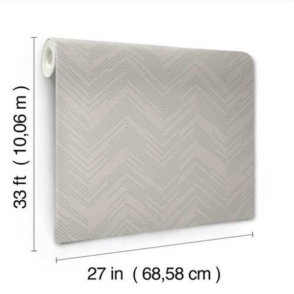 Polished Chevron Taupe and Silver Wallpaper, image 5