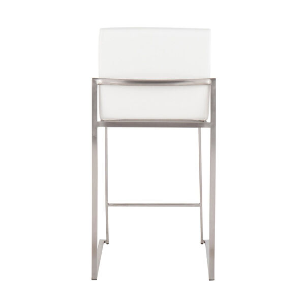 Fuji Stainless Steel and White High Back Counter Stool, Set of 2, image 5