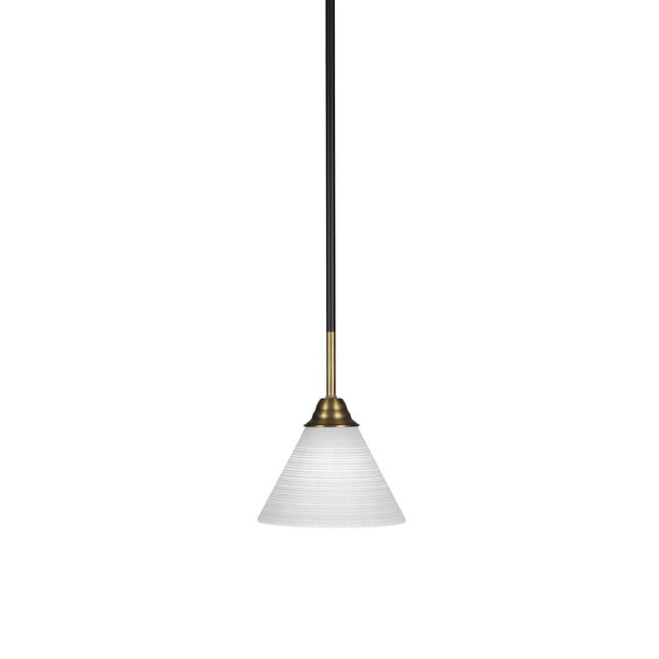 Paramount Matte Black and Brass Seven-Inch One-Light Mini Pendant with White Matrix Shade, image 1