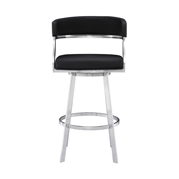 Saturn Black and Stainless Steel 26-Inch Counter Stool, image 2