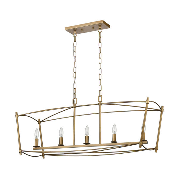 Trapan Aged Gold Five-Light Island Chandelier, image 2