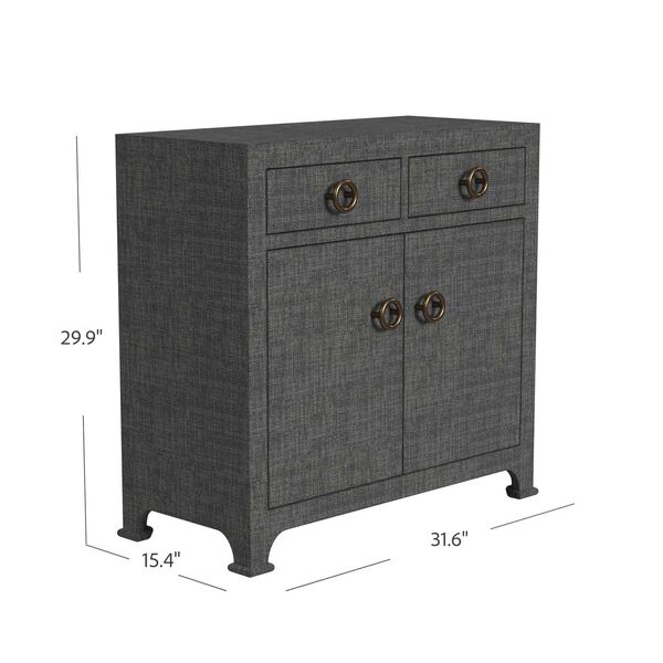Chatham Charcoal Raffia Two Drawer Cabinet, image 3