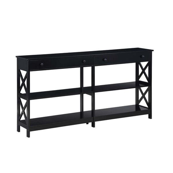 Oxford Black Two-Drawer Console Table with Shelves, image 4