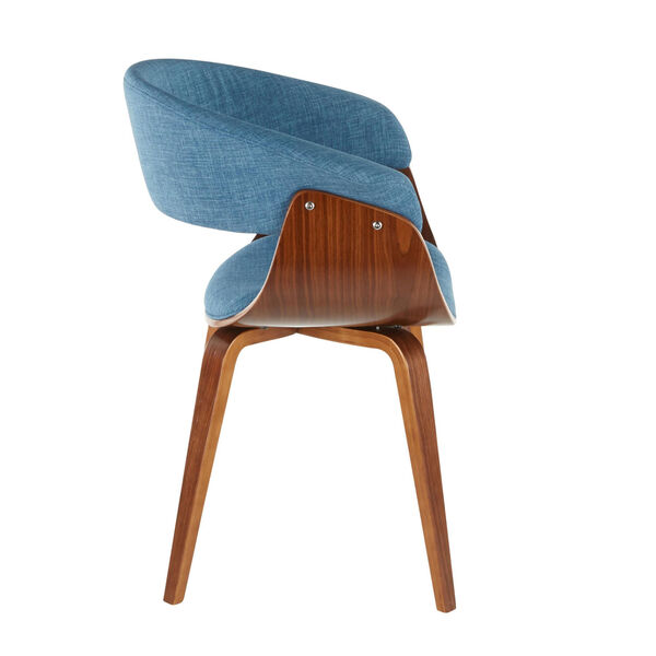 Vintage Mod Walnut and Blue Accent Chair, image 2