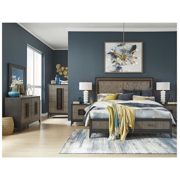 Ryker Nocturn Black and Coventry Gray Complete California King Panel Storage Bed, image 5