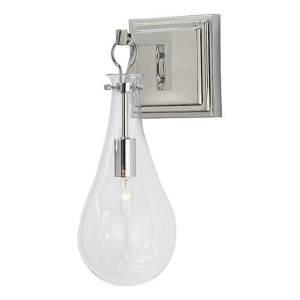 Sabine Clear One-Light Wall Sconce with Polished Nickel Back Plate, image 1