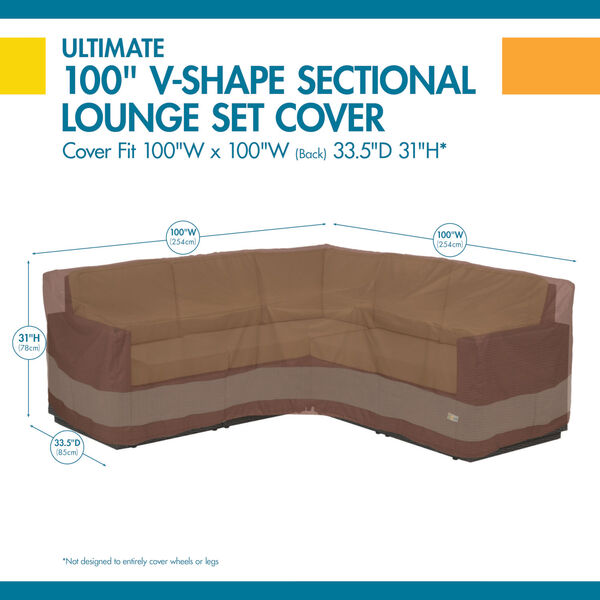 Ultimate Mocha Cappuccino 100-Inch V-Shape Sectional Lounge Set Cover, image 2