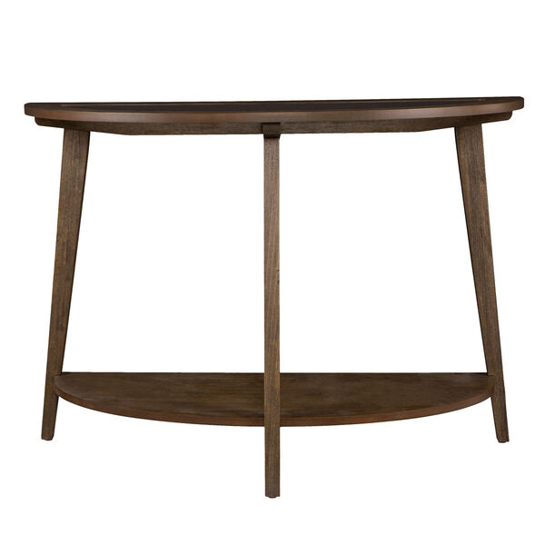 Chandler Demilune Console Table with Glass Top - Burnt Oak, image 3