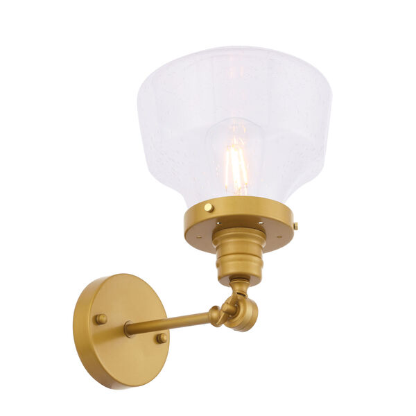 Lyle Brass Eight-Inch One-Light Wall Sconce with Clear Seeded Glass, image 1