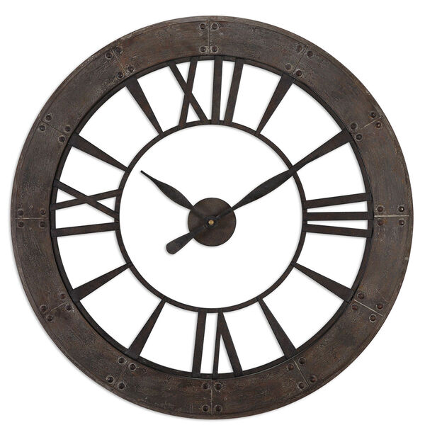 Ronan Dark Rustic Bronze Wall Clock, image 1